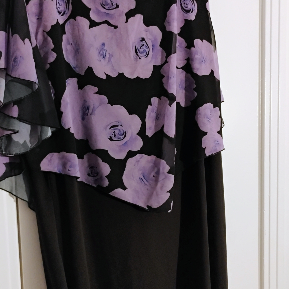 Black Dress with Lavender Floral Overlay